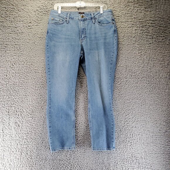 Lee Jeans Womens Size 12 Short Blue Relaxed Tapered Leg Stretch Denim - Picture 1 of 12